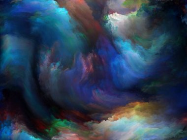 Soyut Renk serisi. Sanat, yaratıcılık ve hayal gücüyle mecazi bir ilişkisi olan tuval üzerinde hareket halindeki renkli boyanın bileşimi