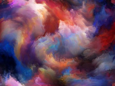 Soyut Arkaplan serisi. Sanat, yaratıcılık ve hayal gücü konulu bir kavram metaforu olarak tuval üzerinde yaratıcı renk ve hareket düzenleme