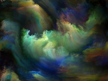 Soyut Renk serisi. Sanat, yaratıcılık ve hayal gücü konularında bir metafor olarak tuval üzerinde hareketli rengarenk resmin yaratıcı düzenlenmesi