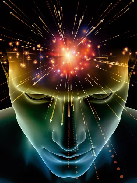 Elements Mind Series Illustration Human Head Symbols Technology Subject Science — Stock Photo, Image
