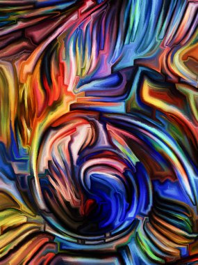 Renk dizilerinin desenleri. Hayal gücü, yaratıcılık ve sanat konularında boyanmış cam desenleri.