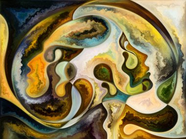 İç Doku serisi. Yüzlerin, renklerin, organik dokuların düzenlenmesi, iç dünya, aşk, ilişkiler, ruh ve doğa konularındaki akış eğrileri.