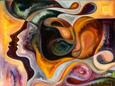 İç Doku serisi. Yüzlerin, renklerin, organik dokuların düzenlenmesi, iç dünya, aşk, ilişkiler, ruh ve doğa konularındaki akış eğrileri.