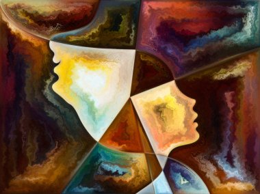 İç doku serisi. İnsan yüzü, renkler, Organik dokular, eğriler iç dünya, zihin, Doğa ve yaratıcılık konusunda akan arka plan kompozisyonu