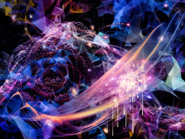 Dijital Rüyalar serisi. Bilim, eğitim, bilgisayarlar ve modern teknoloji konularında sanal görselleştirme bileşenleriyle teknoloji arka planının düzenlenmesi