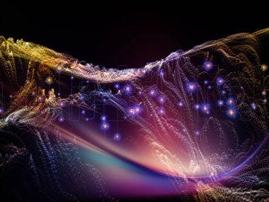 Dijital Rüyalar serisi. Bilim, eğitim, bilgisayarlar ve modern teknoloji konularında sanal görselleştirme bileşenlerine sahip teknolojinin arka plan tasarımı