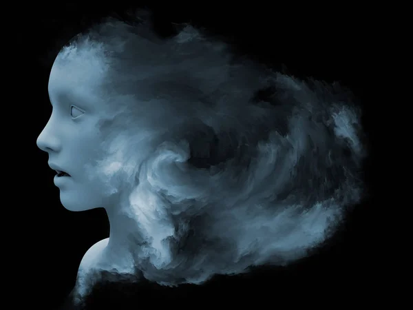 Серия Игр Mind Fog Рендеринг Человеческой Головы Морфованный Фрактальной Краской — стоковое фото