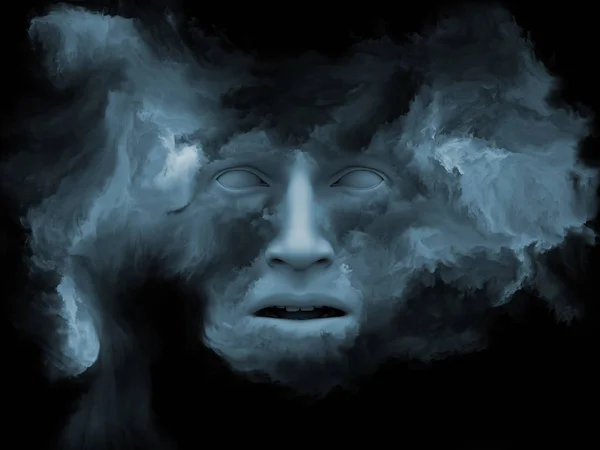 Série Nevoeiro Mental Ilustração Composta Rosto Humano Transformado Com Pintura — Fotografia de Stock