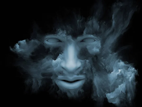 Σειρά Ομίχλη Μυαλό Απεικόνιση Του Ανθρώπινου Προσώπου Που Μεταμορφώθηκε Κλαστικό — Φωτογραφία Αρχείου