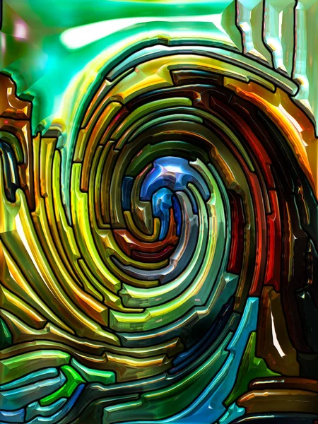 Spiralwirbel Serie Anordnung Der Glasmalerei Wirbelmuster Von Farbfragmenten Zum Thema — Stockfoto