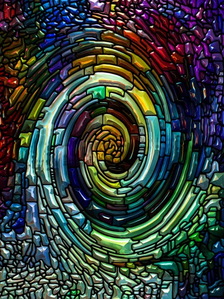 Spiral Twirl Series Composition Stained Glass Swirl Pattern Color Fragments — Stock Photo, Image