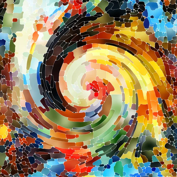 Spiral Twirl Serie Kreative Anordnung Von Glasmalerei Wirbelmuster Von Farbfragmenten — Stockfoto