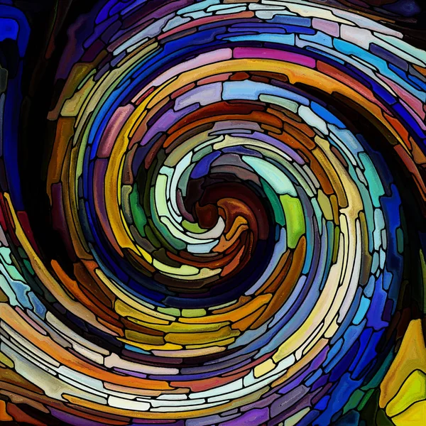 Série Spiral Twirl Composition Vitraux Motif Tourbillonnant Fragments Couleur Pour — Photo