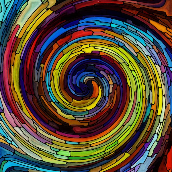 Serie Spiral Twirl Sfondo Vetro Colorato Modello Vortice Frammenti Colore — Foto Stock