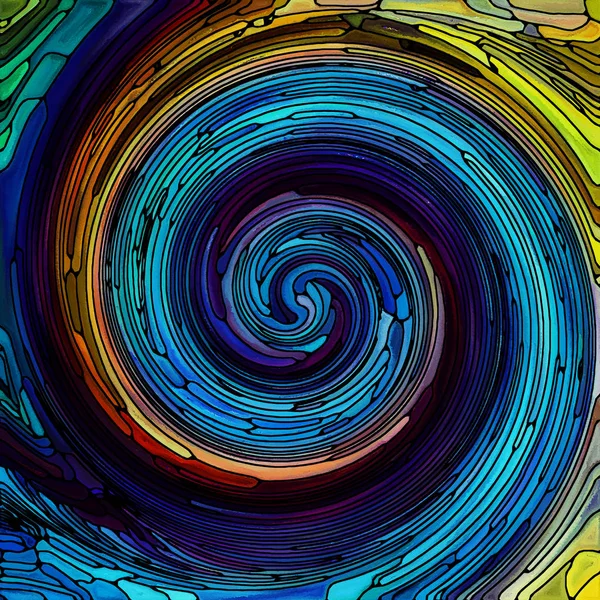 Serie Spiral Twirl Composizione Astratta Del Modello Vortice Vetro Colorato — Foto Stock