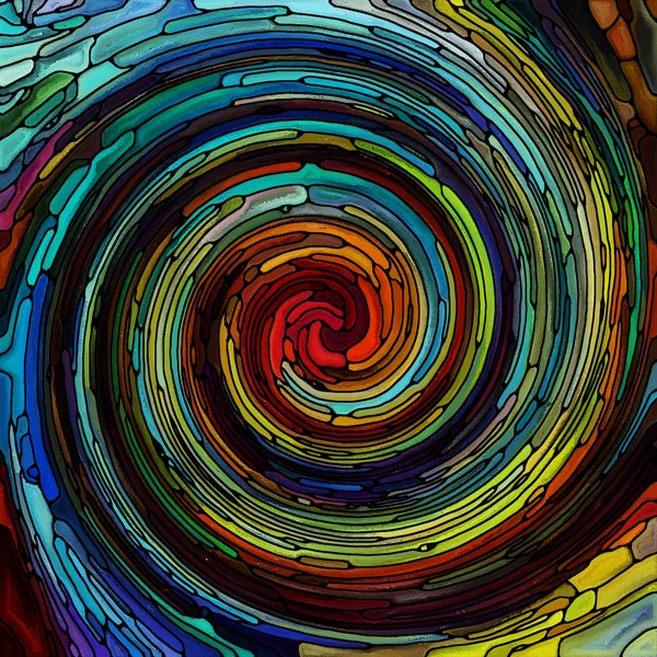 Serie Espiral Twirl Composición Gráfica Del Patrón Remolino Vidrieras Fragmentos —  Fotos de Stock