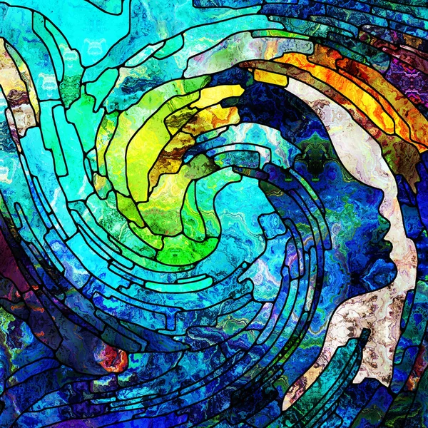 Serie Espiral Twirl Arreglo Patrón Remolino Vidrieras Fragmentos Color Sobre —  Fotos de Stock