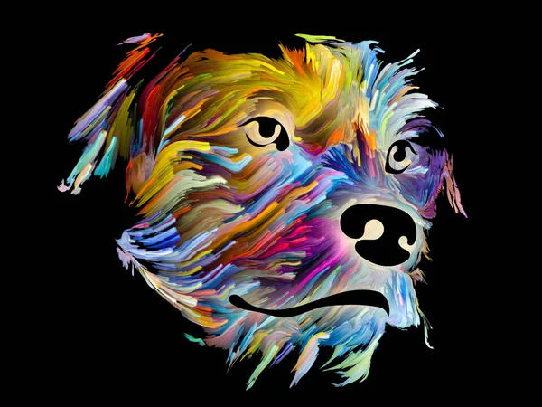 在黑色背景上的狗的明亮数字颜色的肖像 主题是爱 狗与人之间的友谊 上帝保佑动物系列 — 图库照片