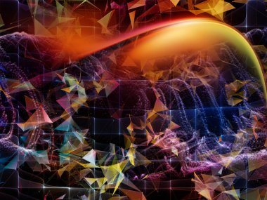 Dijital Rüyalar serisi. Bilim, eğitim, bilgisayar ve modern teknolojiyle ilgili projeler için arkaplan görevi görecek sanal görselleştirme bileşenlerine sahip teknoloji arkaplanından yapılmış tasarım