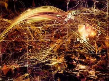 Dijital Rüyalar serisi. Bilim, eğitim, bilgisayar ve modern teknoloji konularında bir metafor olarak sanal görselleştirme bileşenleriyle teknoloji arka planından oluşan tasarım