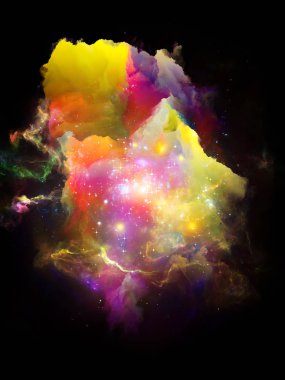 Renkli bulutsu. Kozmik çiçek serisi. Sanat, tasarım, yaratıcılık ve hayal konusunda tasarımları tamamlamak için zengin renkli dokular zemin