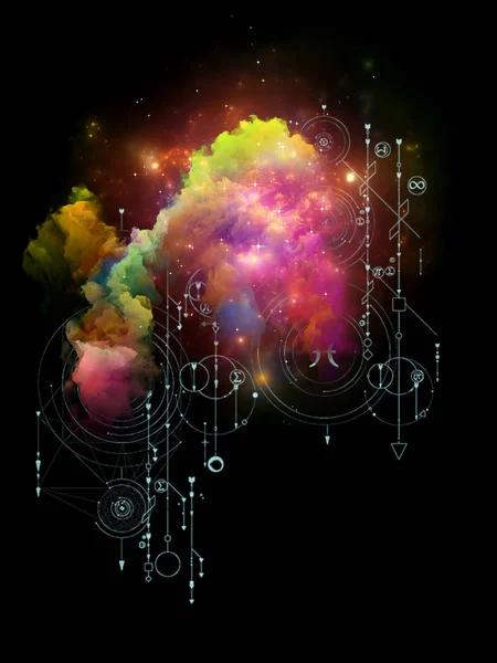 命运的数学 柏拉图式星云系列 关于内在自我 占星术 神秘学 魔法及其符号的分形星云和神秘符号 — 图库照片