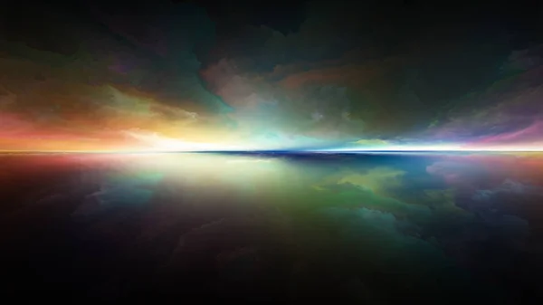 Perspective Paint Series Backdrop Composed Clouds Colors Lights Horizon Line — Stock Photo, Image