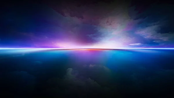 Perspective Paint Series Backdrop Composed Clouds Colors Lights Horizon Line — Stock Photo, Image