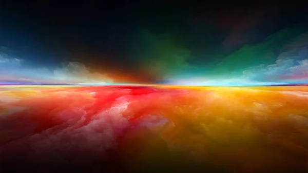 Série Pintura Perspectiva Imagem Nuvens Cores Luzes Linha Horizonte Relevância — Fotografia de Stock
