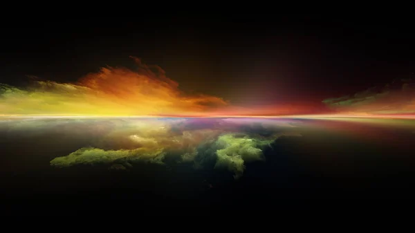 Σειρά Ζωγραφικής Προοπτικής Αφηρημένη Σχεδίαση Από Σύννεφα Χρώματα Φώτα Και — Φωτογραφία Αρχείου
