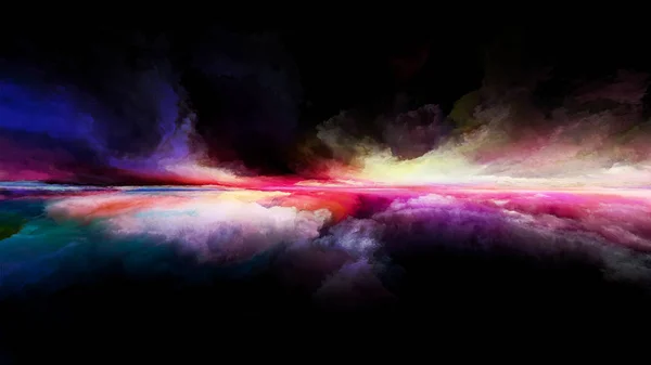Utomjordiskt Landskap Perspektiv Målarserie Konstnärlig Abstraktion Sammansatt Moln Färger Ljus — Stockfoto