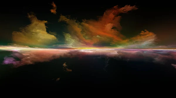 Série Pintura Perspectiva Composição Nuvens Cores Luzes Linha Horizonte Sobre — Fotografia de Stock