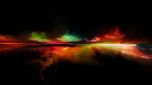 Perspektív Festék Sorozat Kreatív Elrendezése Felhők Színek Fények Horizont Vonal — Stock Fotó