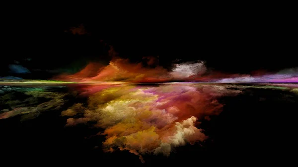 Serie Pintura Perspectiva Composición Nubes Colores Luces Línea Horizonte Sobre — Foto de Stock