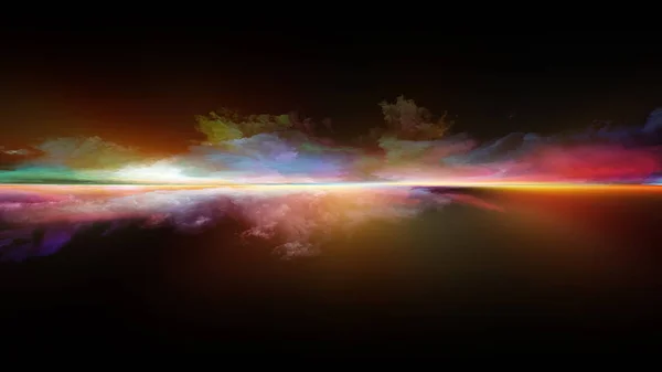 Perspective Paint Series Design Composed Clouds Colors Lights Horizon Line — Stock Photo, Image