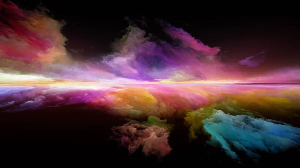 Paisaje Alienígena Serie Pintura Perspectiva Diseño Fondo Nubes Colores Luces —  Fotos de Stock