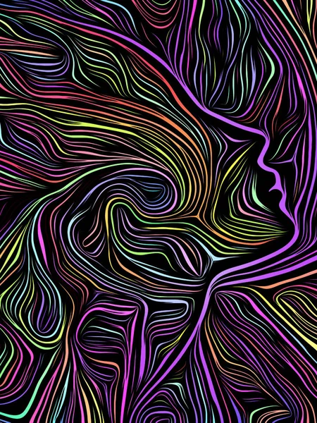 Brain Spiral Woodcut — Stock Photo, Image