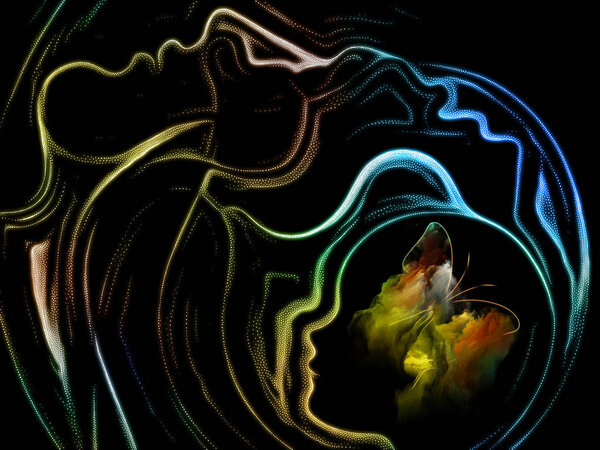 Souls of Things. Traditional stipple design with abstract  elements on subject o Poetry and Human connection. 