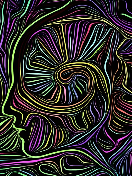Umysł Swirl Woodcut — Zdjęcie stockowe