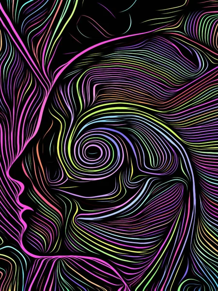 Beyin Spiral Woodcut — Stok fotoğraf