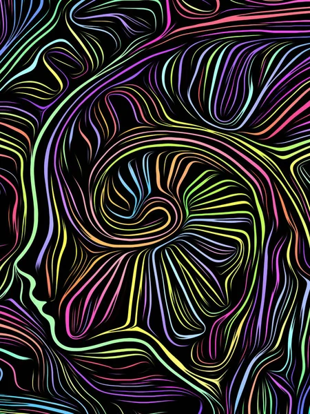 Mózg Swirl Woodcut — Zdjęcie stockowe