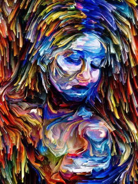 Kleurrijke abstracte portret schilderij. — Stockfoto