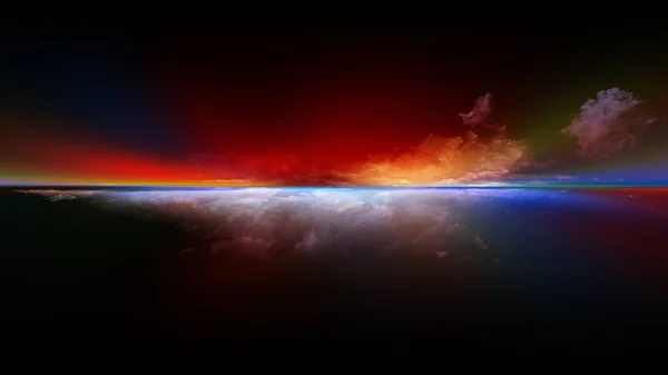 Paisagem Alienígena Série Pintura Perspectiva Composição Visualmente Agradável Nuvens Cores — Fotografia de Stock