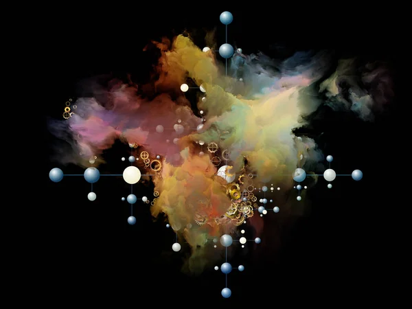 Bulut Ağı Serisi Modern Teknoloji Konusunda Vites Molekül Sembolleri Renkli — Stok fotoğraf