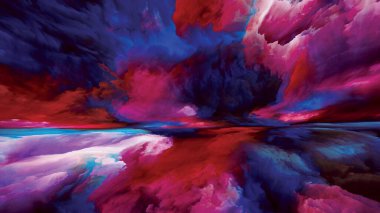 Işık bulutları. Gerçekliğe Kaçış dizisi. Manzara resimleri, hayal gücü, yaratıcılık ve sanat projeleri için gerçeküstü gün batımı renkleri ve dokularının kompozisyonu