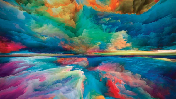 Rainbow Enlightenment. Escape to Reality series. Artistic abstraction composed of surreal sunset sunrise colors and textures for use in projects on landscape painting, imagination, creativity and art