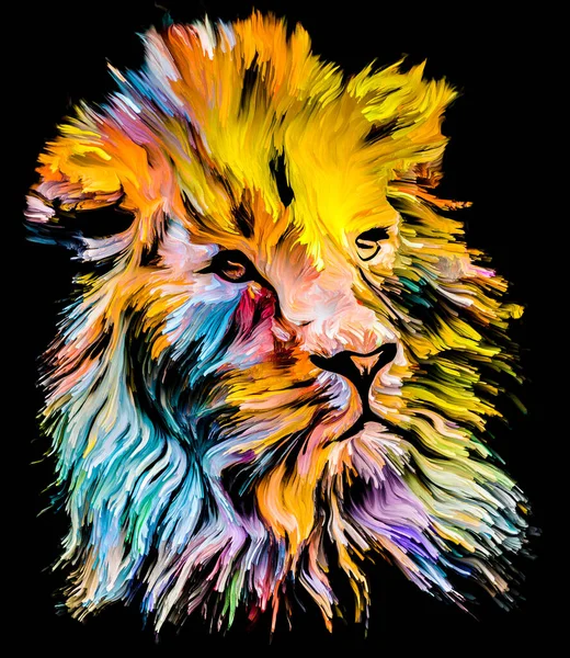 Serie Animal Paint Leone Multicolore Ritratto Pittura Vibrante Tema Immaginazione — Foto Stock