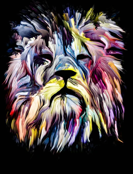 Serie Pintura Animal Cabeza León Pintura Colorida Sobre Tema Imaginación —  Fotos de Stock