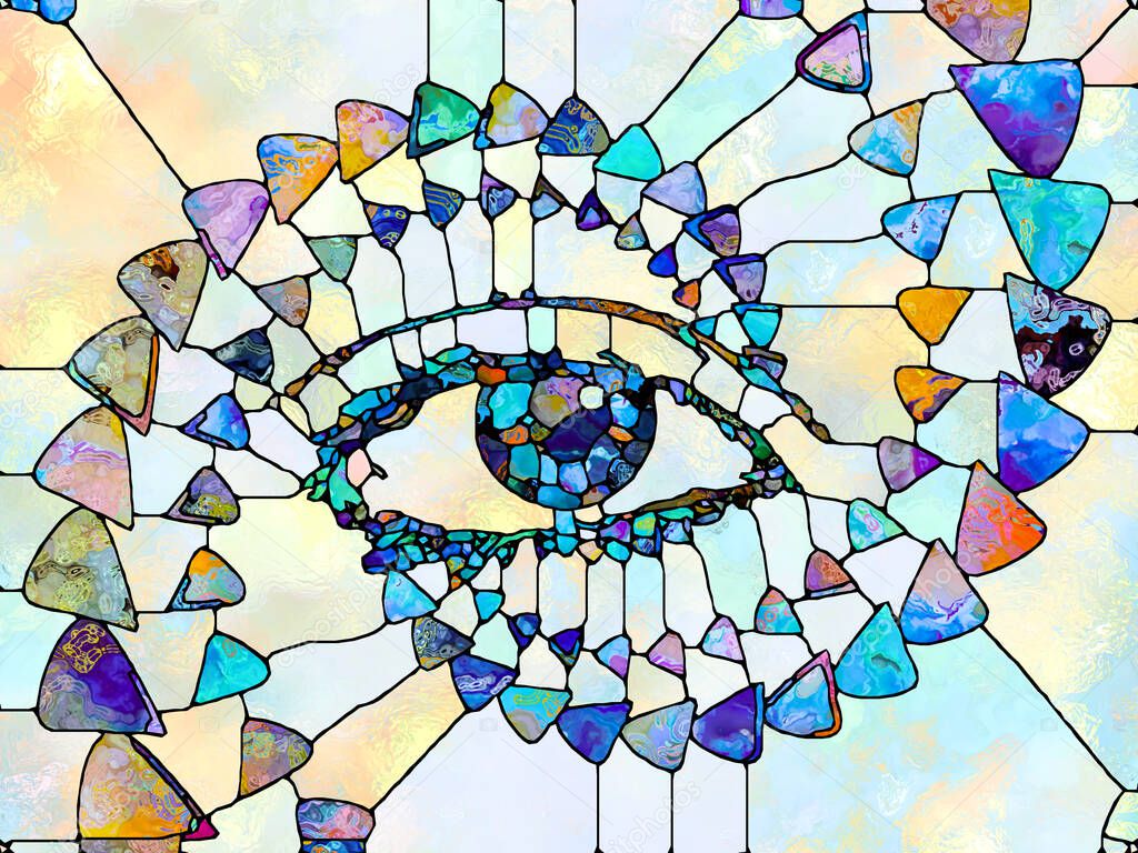 Art study of stained glass effect for abstract concepts. For use as creative element in projects on art and design
