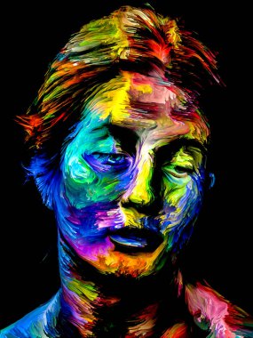 Renkli Kadın serisi. Yaratıcılık, hayal gücü ve sanat konusunda genç bir kadının doğal medya portresi.